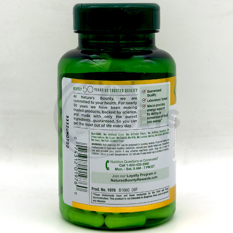 Nature's Bounty Flush Free Niacin 500mg 120 Capsules