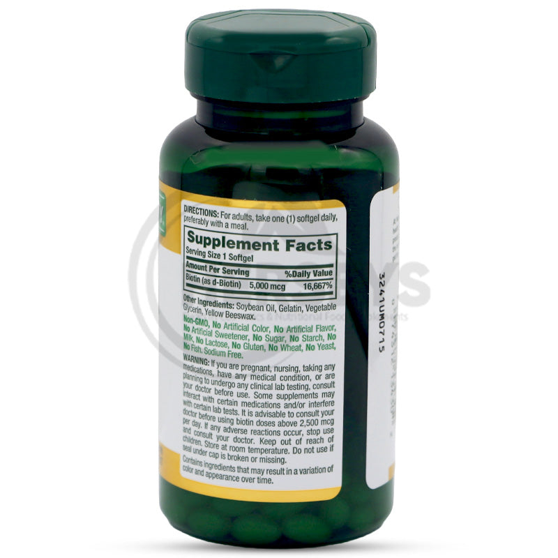 Nature's Bounty Biotin 5000mcg 72 Rapid Release Softgels
