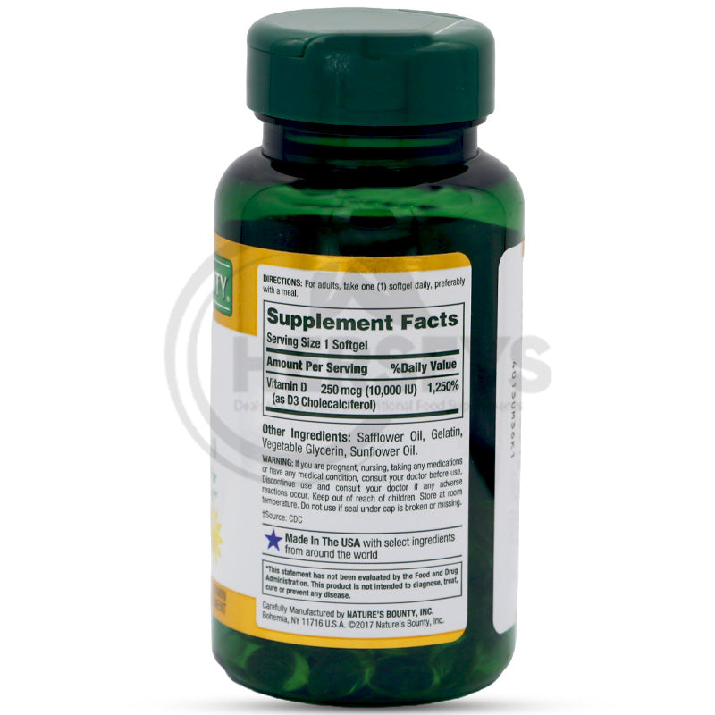 Nature's Bounty Vitamin D3 10000 IU 72 Softgels