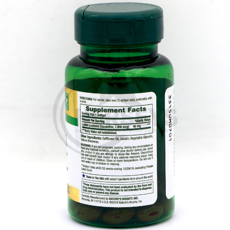 Nature's Bounty Lutein 40mg 30 Rapid Release Softgels