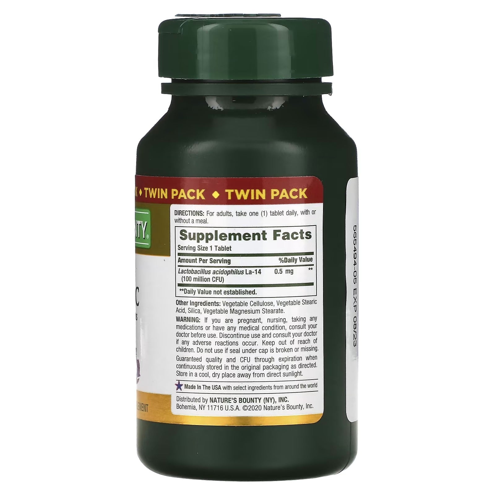 Nature's Bounty Acidophilus Probiotic Twin Pack 100 Tablets