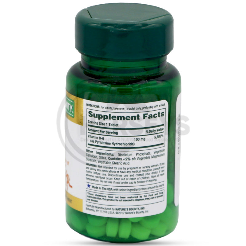 Nature's Bounty Vitamin B6 100 mg 100 Tablets