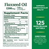 Nature's Bounty Flaxseed Oil 1200mg 125 Rapid Release Softgels