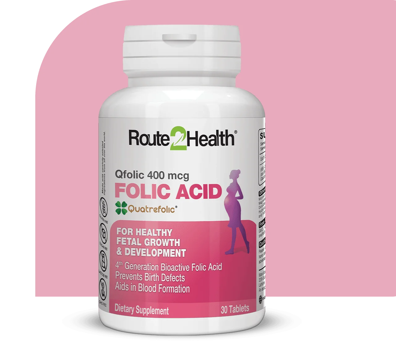 Route 2 Health QFolic 400mcg Folic Acid 30 Tablets