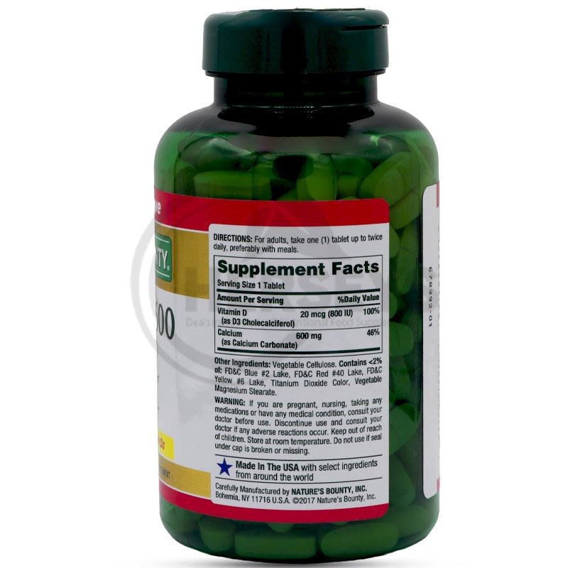 Nature's Bounty Calcium 600 with Vitamin D3 250 Tablets