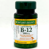 Nature's Bounty Vitamin B12 500mcg 100 Tablets
