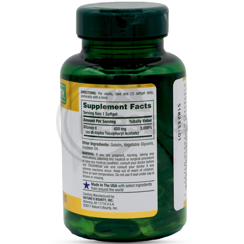 Nature's Bounty Vitamin E 450mg 1000 IU 60 Rapid Release Softgels