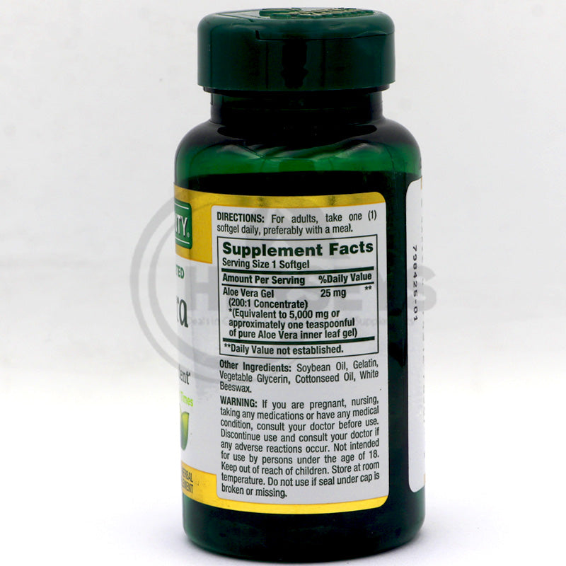 Nature's Bounty Aloe Vera Gel 5000mg Equivalent 100 Rapid Release Softgels