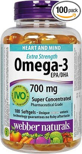 Webber Naturals Extra Strength Omega 3 EPA/DHA 700mg 100 Softgels