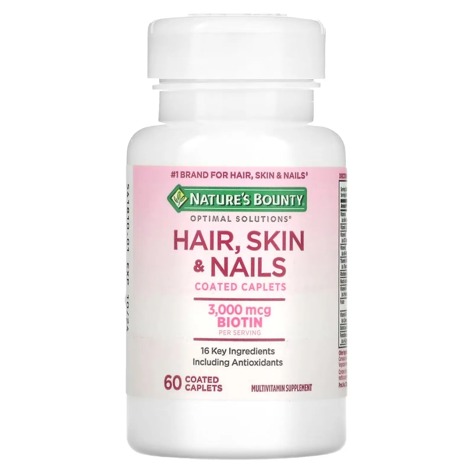 Nature's Bounty Hair Skin & Nails 3000 mcg of Biotin 60 Coated Caplets