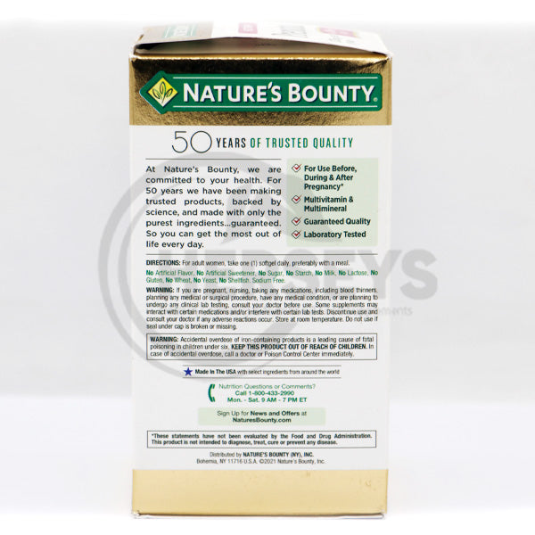 Nature's Bounty Prenatal Multivitamin with 200mg DHA 60 Softgels
