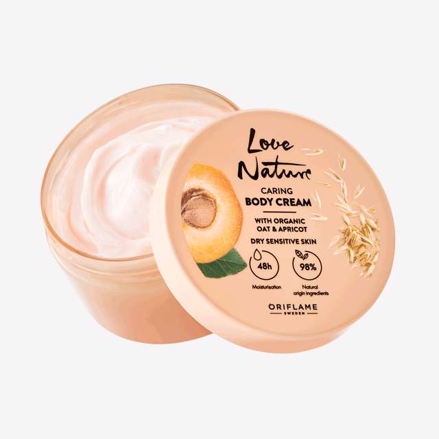 Oriflame Love Nature Caring Body Cream with Organic Oat Apricot 200 ML