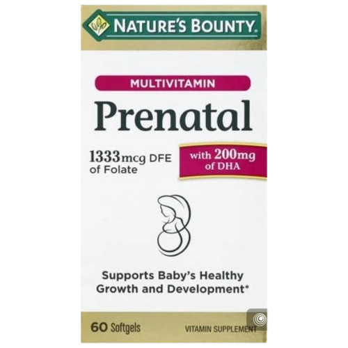 Nature's Bounty Prenatal Multivitamin with 200mg DHA 60 Softgels