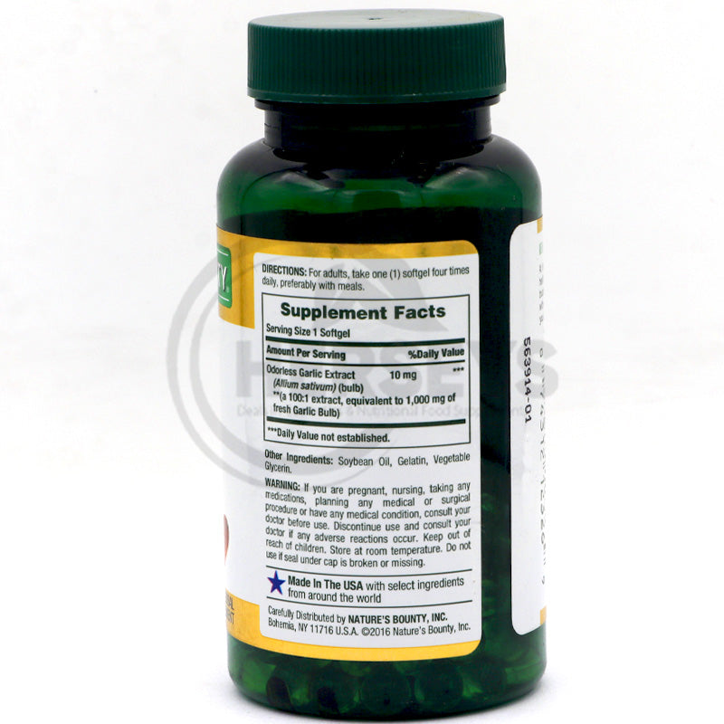 Nature's Bounty Garlic Extract 1000mg 100 Softgels