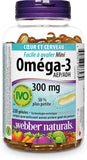 Webber Naturals Omega-3 300 mg Mini, 220 Clear Enteric No Fishy Aftertaste Mini Softgels, Supports Cardiovascular Health and Brain Function