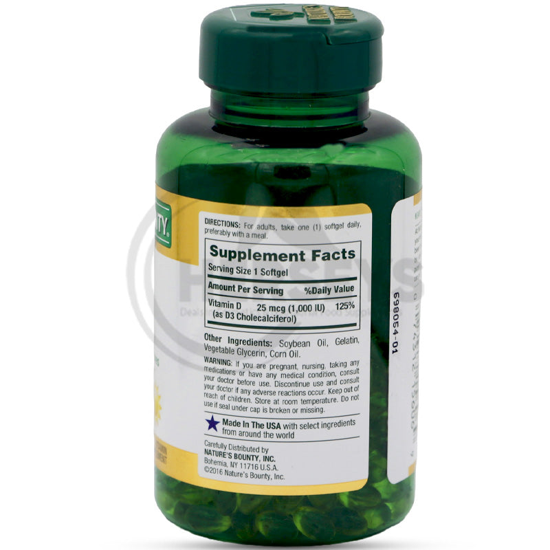 Nature's Bounty Vitamin D3 1000 IU 250 Softgels