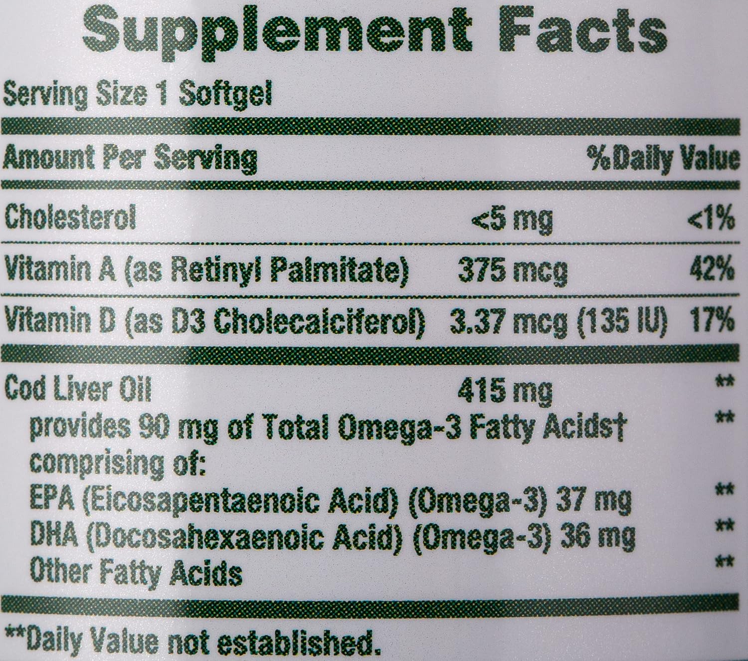 Nature's Bounty Omega 3 Cod Liver Oil 100 Softgels