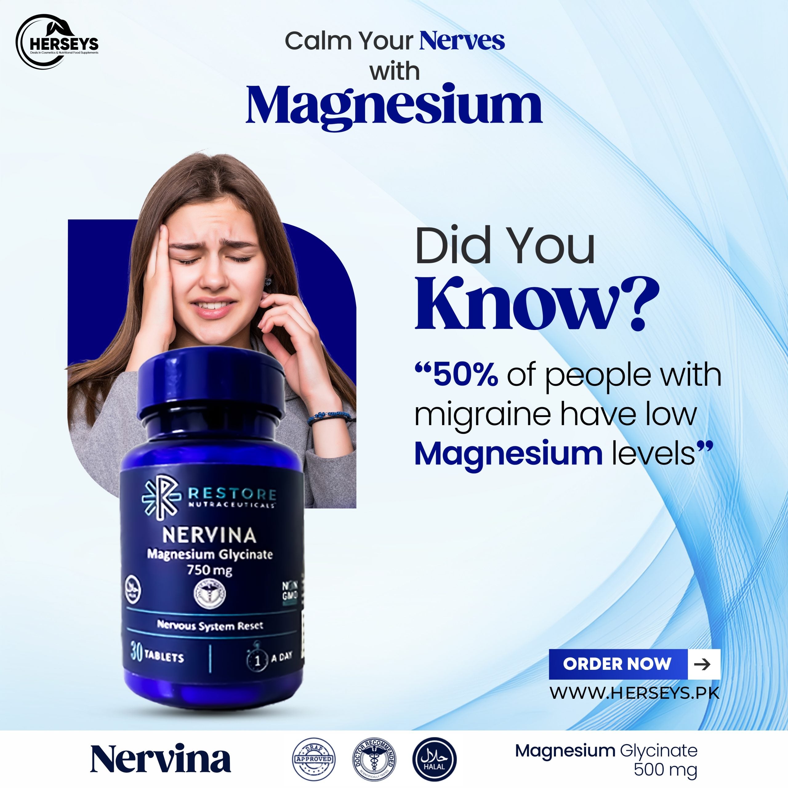 Restore Nervina Magnesium Glycinate 750 mg