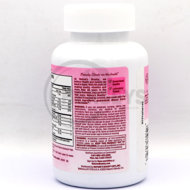 Nature's Bounty Optimal Solutions Extra Strength Hair Skin Nails 150 Softgels