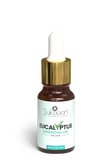 Sukoon Eucalyptus essential oil bottle with dropper on a white background
