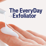 Exfoliating cream being applied to skin with 'The EveryDay Exfoliator' text.