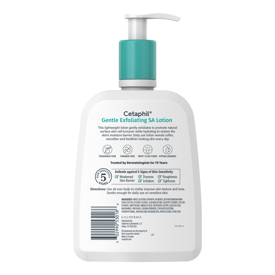 Cetaphil Gentle Exfoliating SA Lotion bottle on a white background