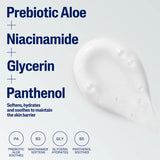 Skincare product with ingredients listed on a light gray background