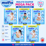Molfix Diaper Mega Pack – All Sizes Available (Mini, Midi, Maxi, Junior, XL) | High Absorption Baby Diapers