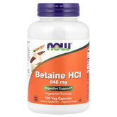 NOW Foods Betaine HCI 648 mg Digestive Support 120 Veg Capsules