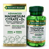 Nature's Bounty Advanced Magnesium Citrate Plus D3 90 Tablets