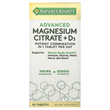 Nature's Bounty Advanced Magnesium Citrate Plus D3 90 Tablets
