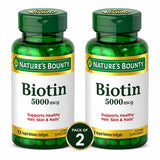 Nature’s Bounty Biotin 5000 mcg Twin Pack 72 Rapid Release Softgels