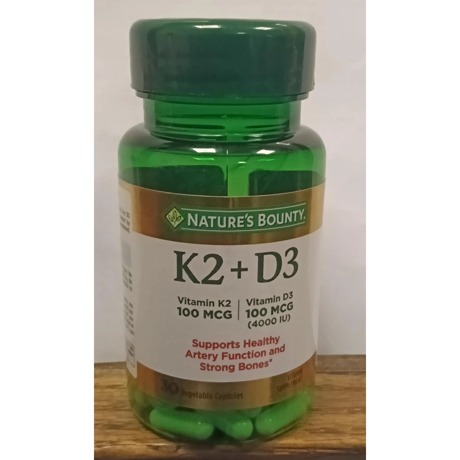 Nature’s Bounty Vitamin K2 + D3 – 30 Vegetable Capsules
