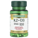 Nature’s Bounty Vitamin K2 + D3 – 30 Vegetable Capsules