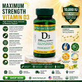 Natures Bounty Vitamin D3 10000 IU 250 mcg 72 Rapid Release Softgels