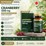 Nutraxin Herbal Cranberry 500 mg Standardized Extract 60 Tablets