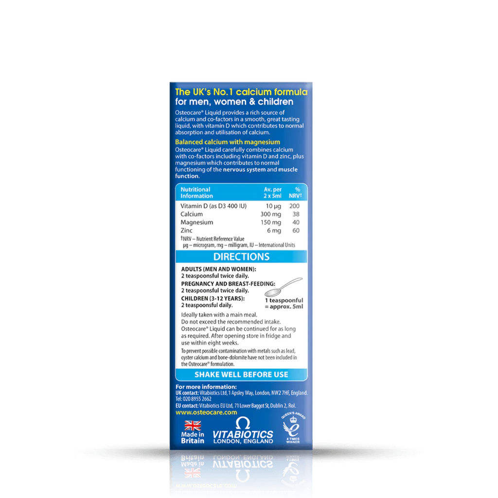 Vitabiotics Osteocare Liquid Calcium Magnesium Vitamin D Zinc 200ml