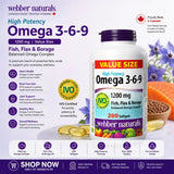 Webber Naturals High Potency Omega 3 6 9 1200 mg Value Size 280 Softgels