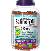 Webber Naturals Wild Alaskan Salmon Oil 200 mg EPA/DHA 220 Clear Enteric Softgels