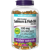Webber Naturals Wild Alaskan Salmon & Fish Oil 300 mg EPA/DHA No Fishy Aftertaste 220 Softgels
