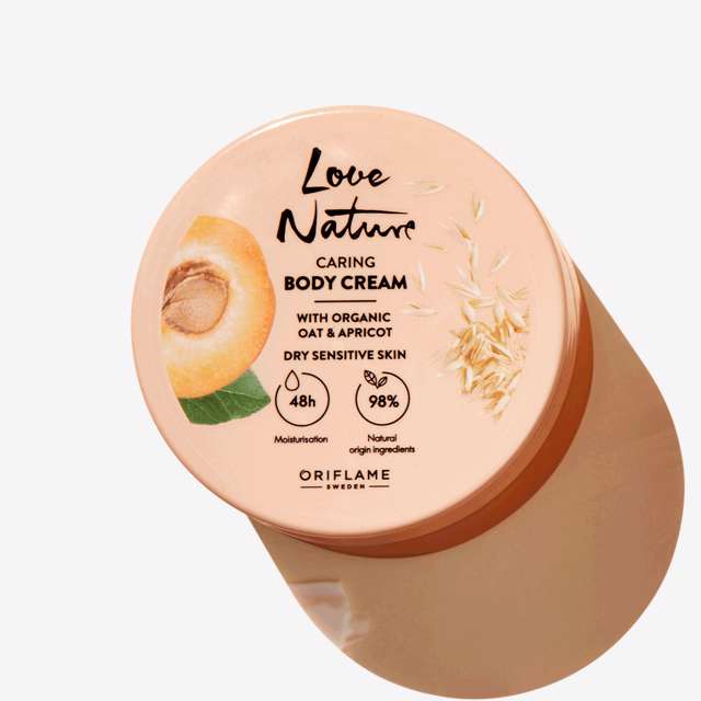 Oriflame Love Nature Caring Body Cream with Organic Oat Apricot 200 ML