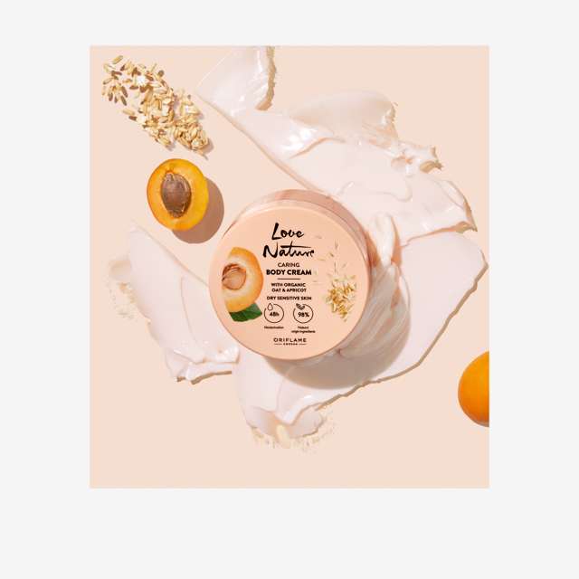 Oriflame Love Nature Caring Body Cream with Organic Oat Apricot 200 ML