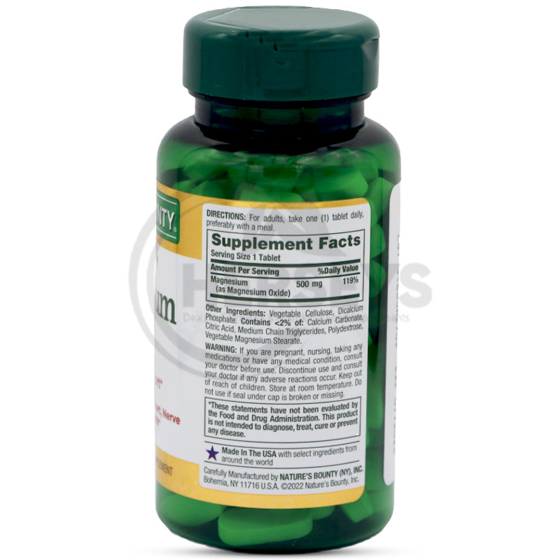 Nature's Bounty Magnesium 500mg 100 Coated Tablets