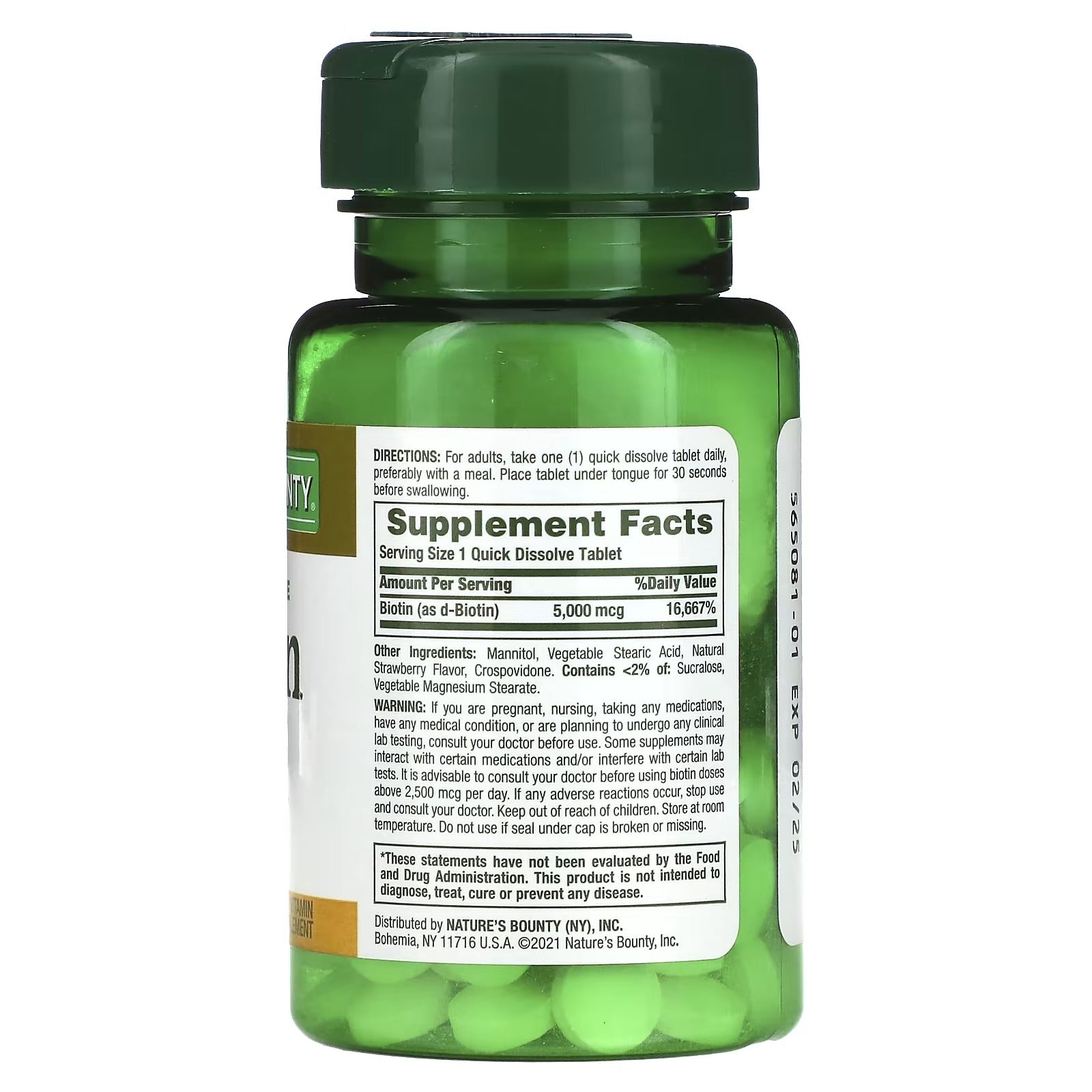 Nature’s Bounty Biotin 5000mcg 60 Quick Dissolve Tablets