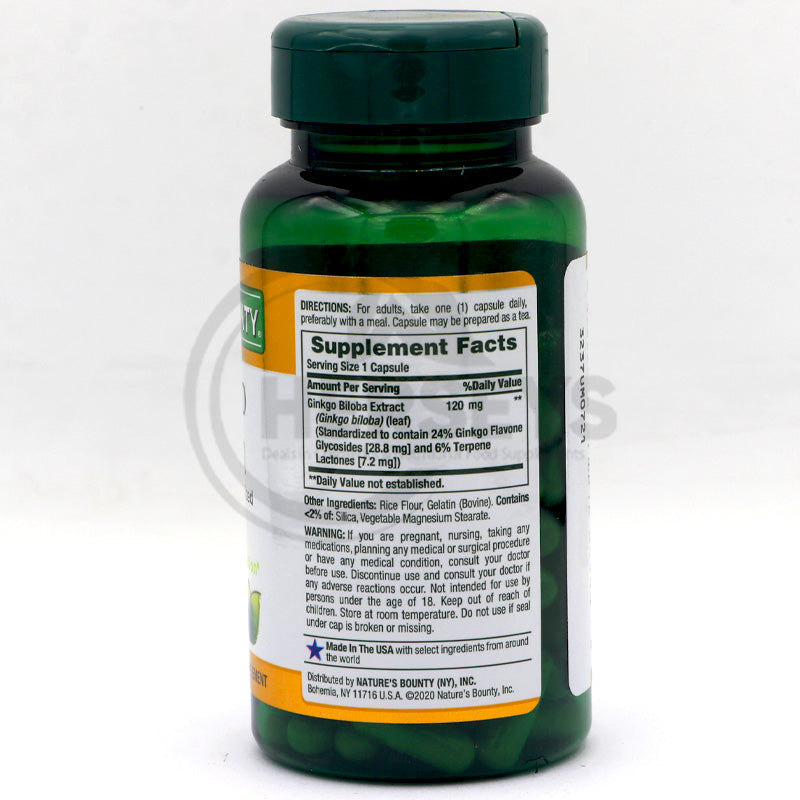 Nature's Bounty Ginkgo Biloba 120mg 100 Capsules