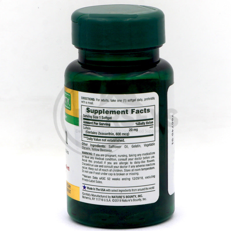Nature's Bounty Lutein 20mg 40 Rapid Release Softgels