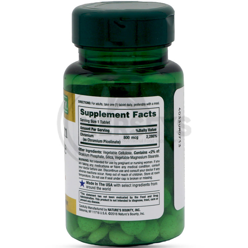 Nature's Bounty Chromium Picolinate 800 Mcg 50 Tablets