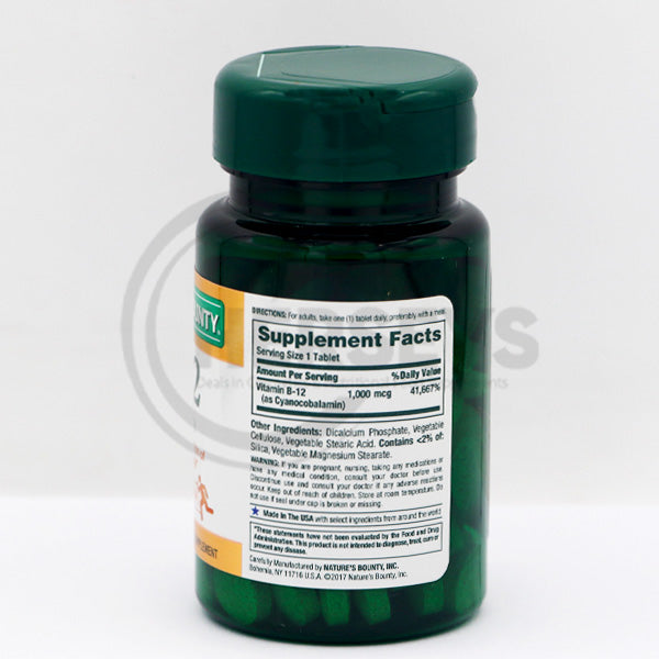 Nature's Bounty Vitamin B12 1000mcg 100 Coated Tablets