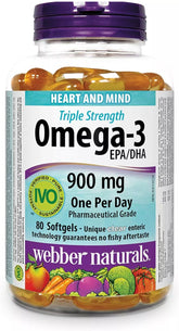 Webber Naturals Omega-3, Triple Strength 900mg, 80 softgels