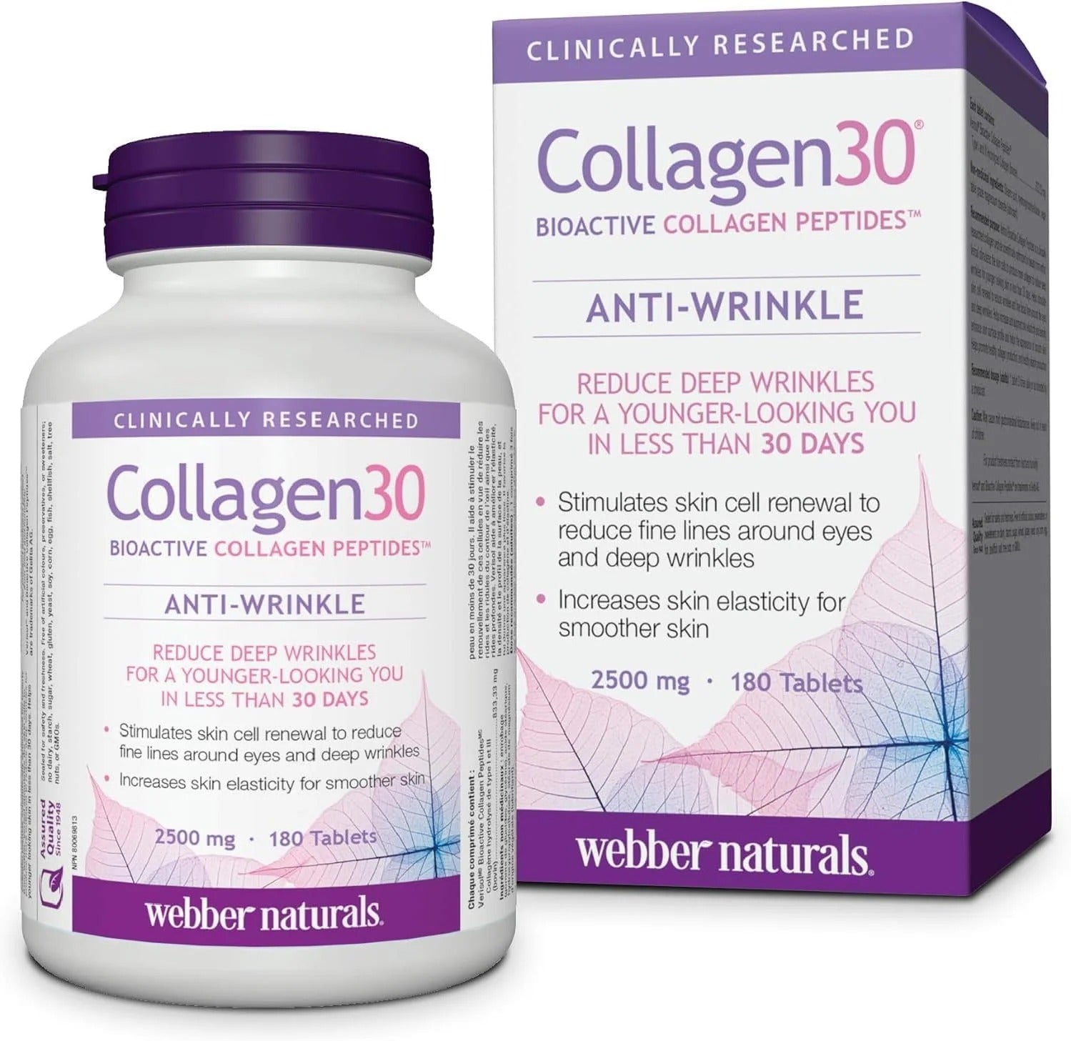 Webber Naturals Collagen30 Anti-Wrinkle Bioactive Collagen Peptides 180 Tablets